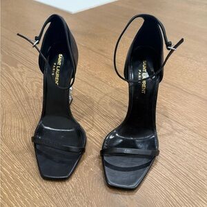 Saint Laurent Black Ankle Strap Heels